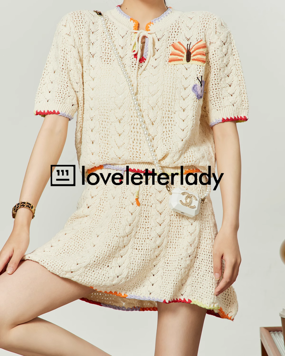 Butterfly Embroidered Knit Tops / Knit Skirts LLA0067