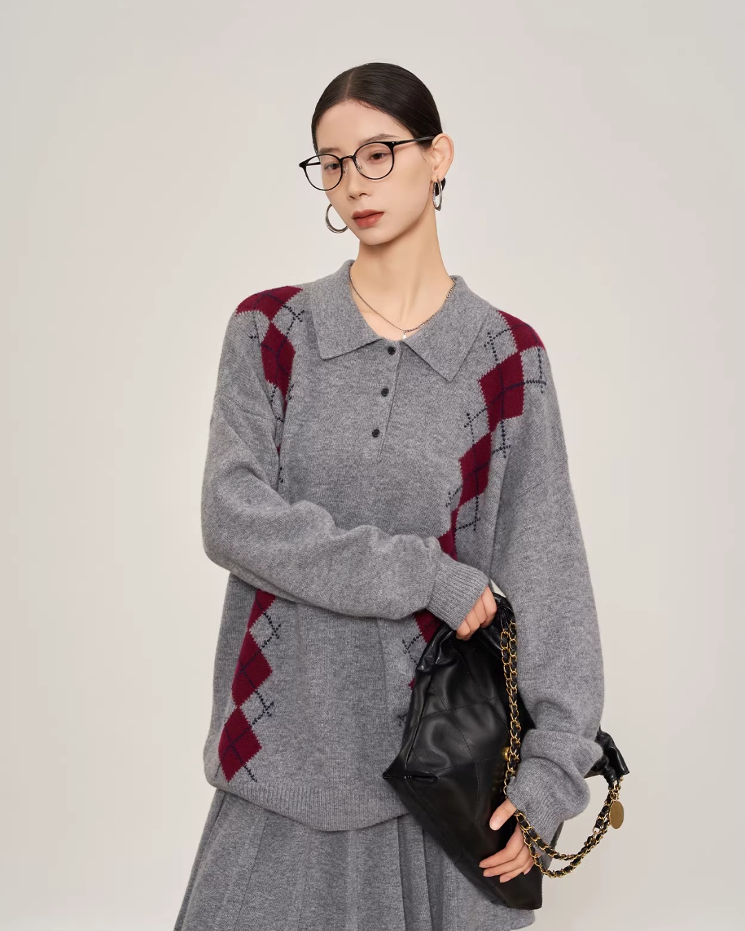 Argyle Knit Tops / Knit Mini Skirt SUY0028
