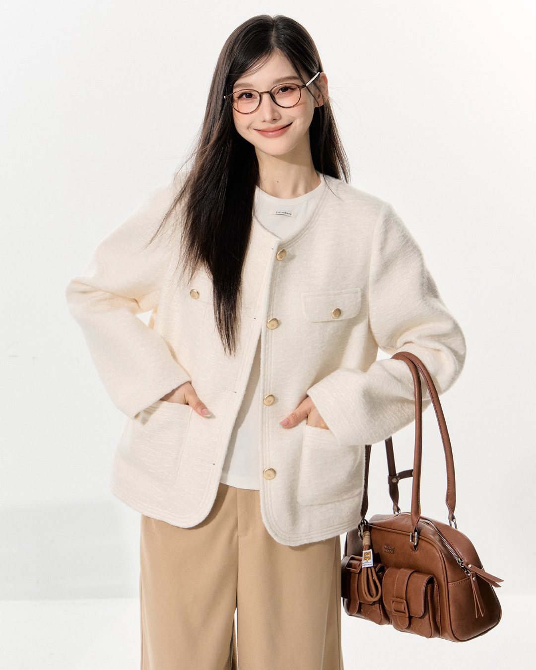 Tweed Jacket/Wide Pants/Long-Sleeve Top ELS0003