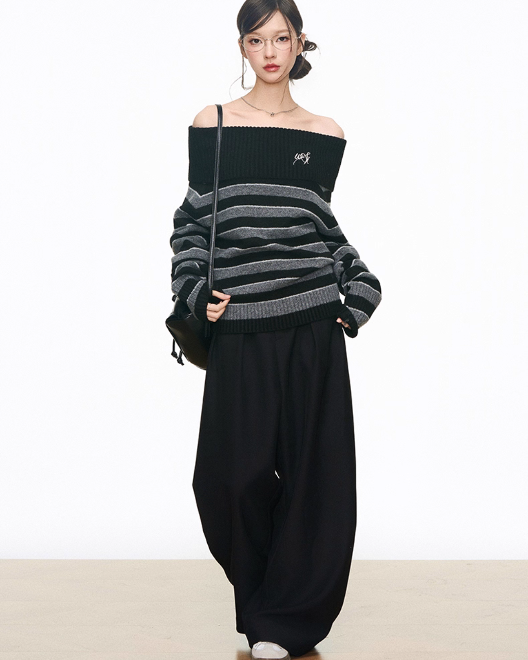 Off Shoulder Sweater Top / Wide Long Pants WEO0061