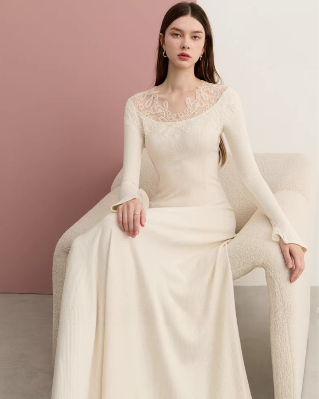 Lace French Long-Sleeve Dress DPY0080