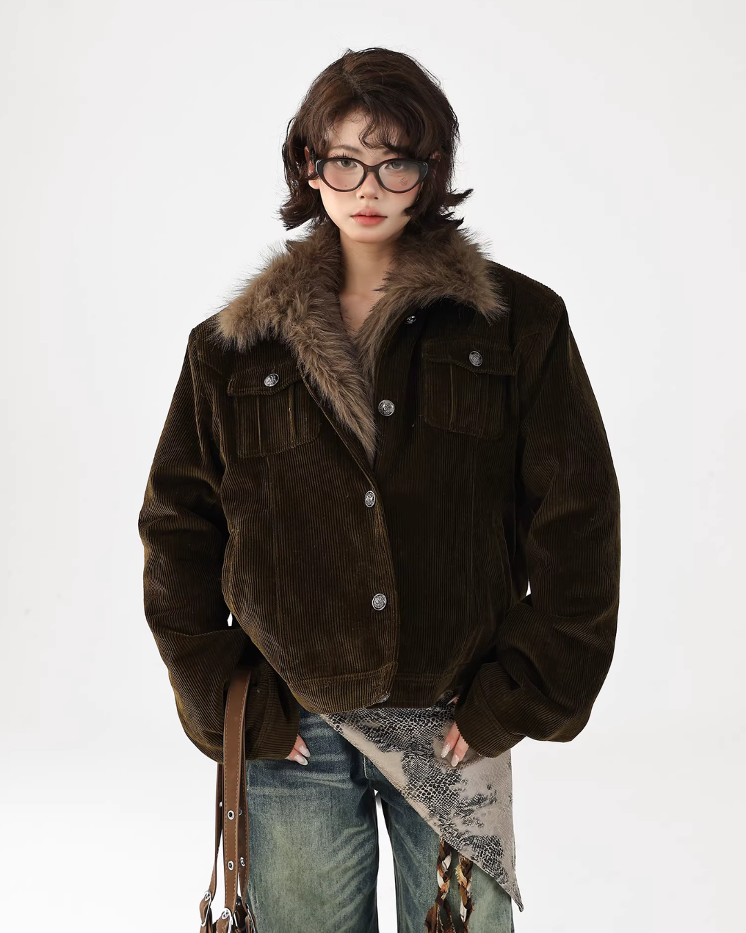 Fur Collar Corduroy Jacket  ACS0351