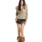 Faux Fur Zip Knit Top BGS0042