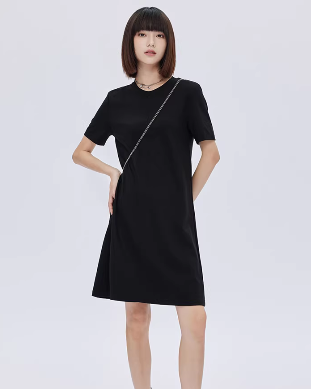 Crew Neck T-Shirt Short Dress SHN0010