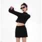 Cropped Mock Neck Tops / Trapezoidal Mini Skirt SRS0270