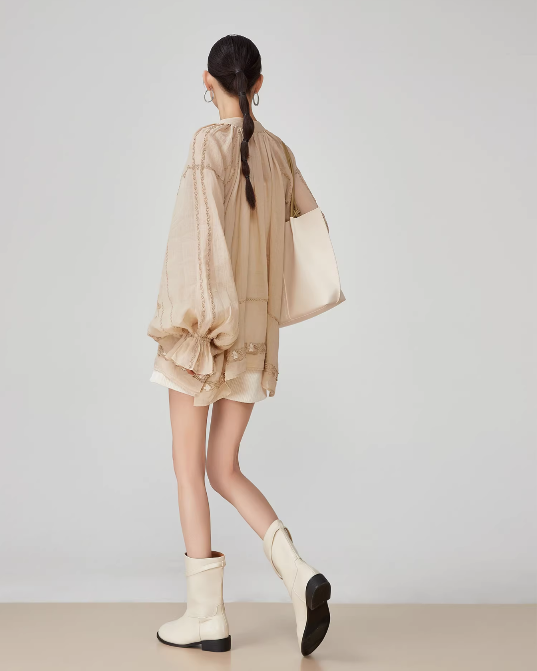 Sleeve Gather Lawn Blouse FER0046