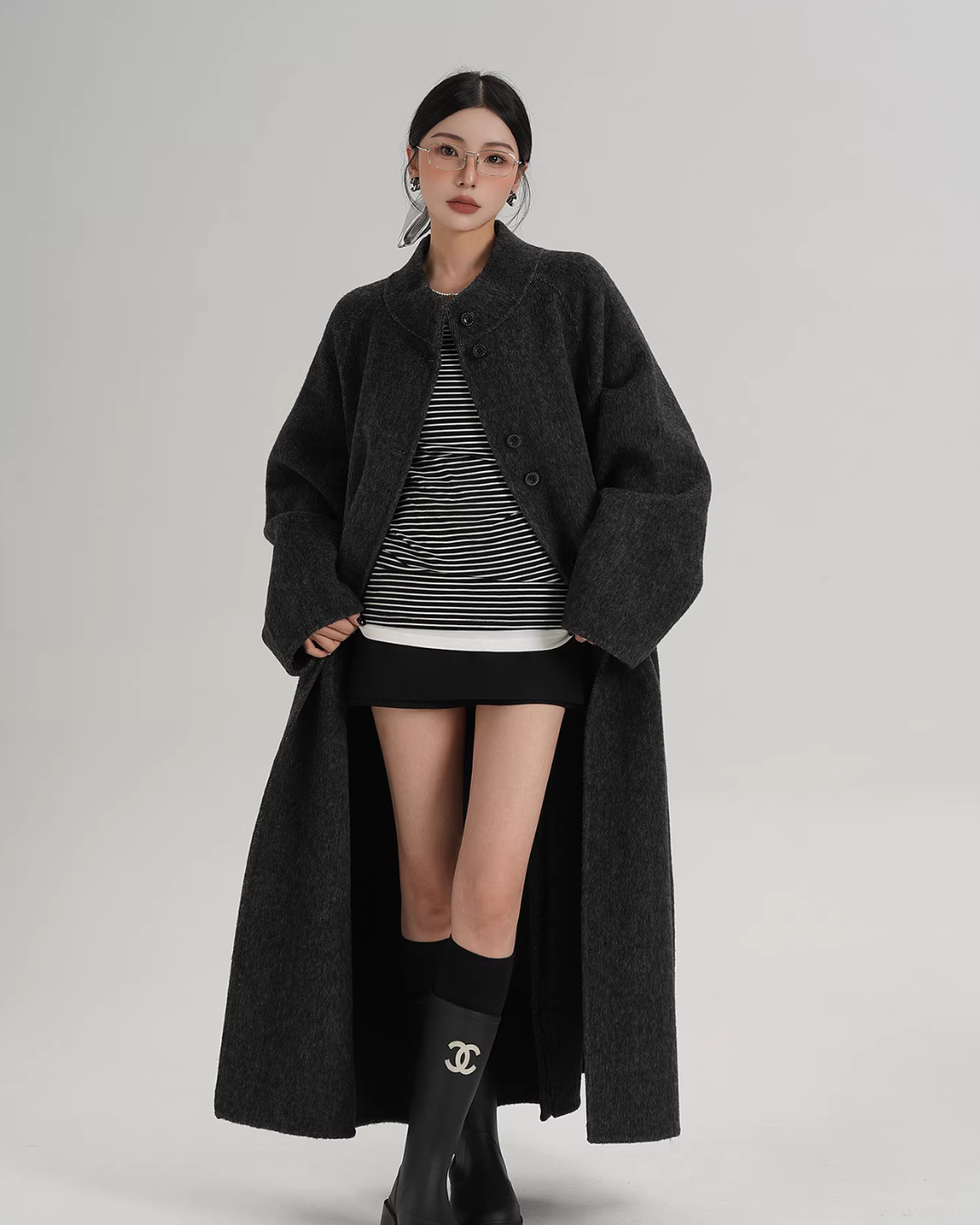Mock Neck Long Coat SRS0407