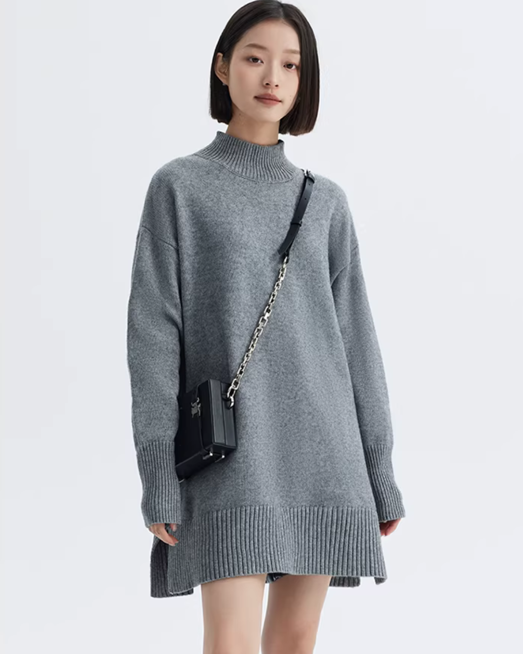 Mock Neck Knit Dress SHN0016