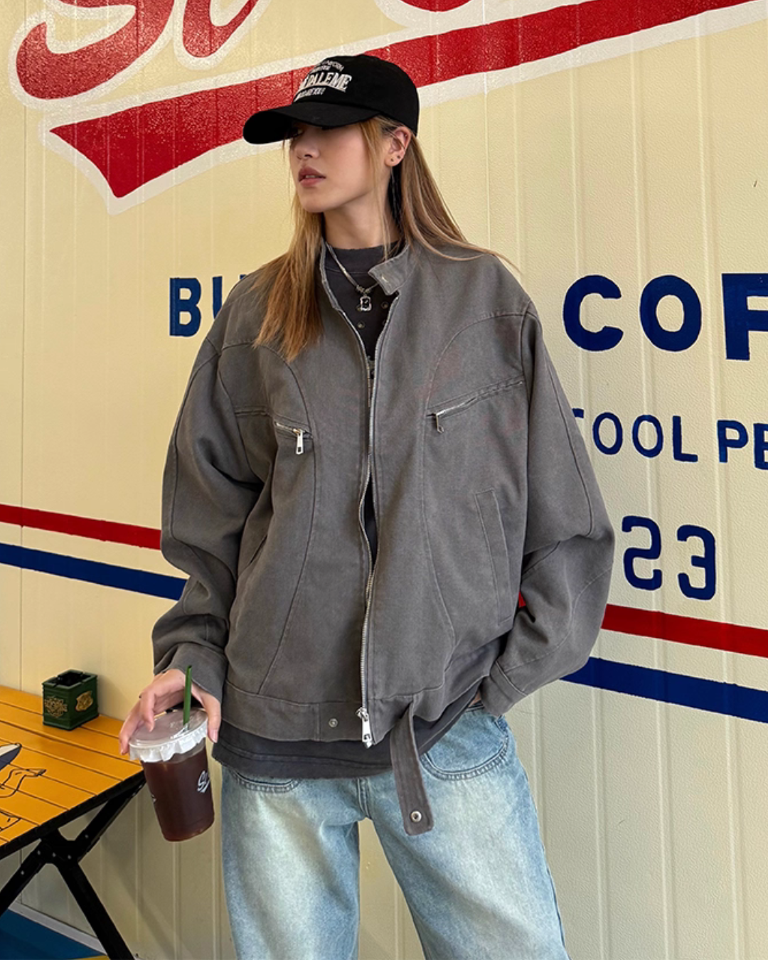 Vintage Washed Zipper Jacket CYE0056