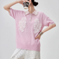 Sheer Short-Sleeve Polo Knit FER0261