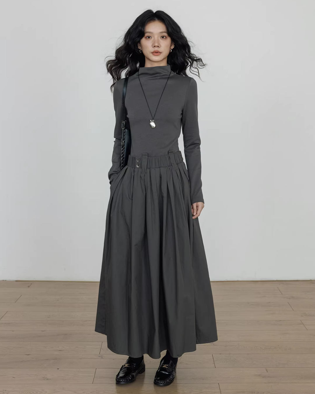 Half-Turtleneck Long Dress VAS0185
