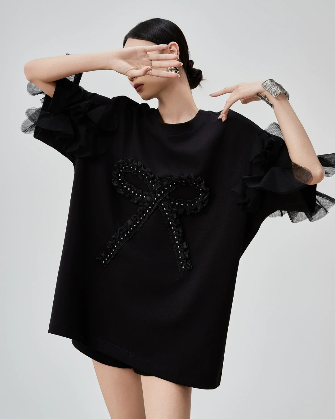 Ribbon & Tulle Frill T-Shirt FER0189