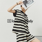 French Sleeve Striped Polo Shirt / Shorts LLA0245