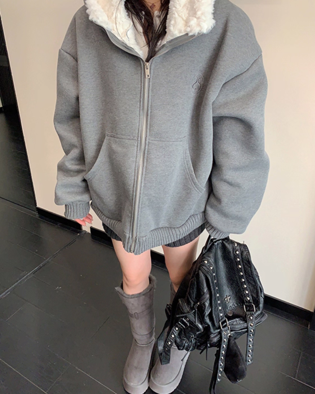 Fleece Lined Knit Hoodie YLS1007