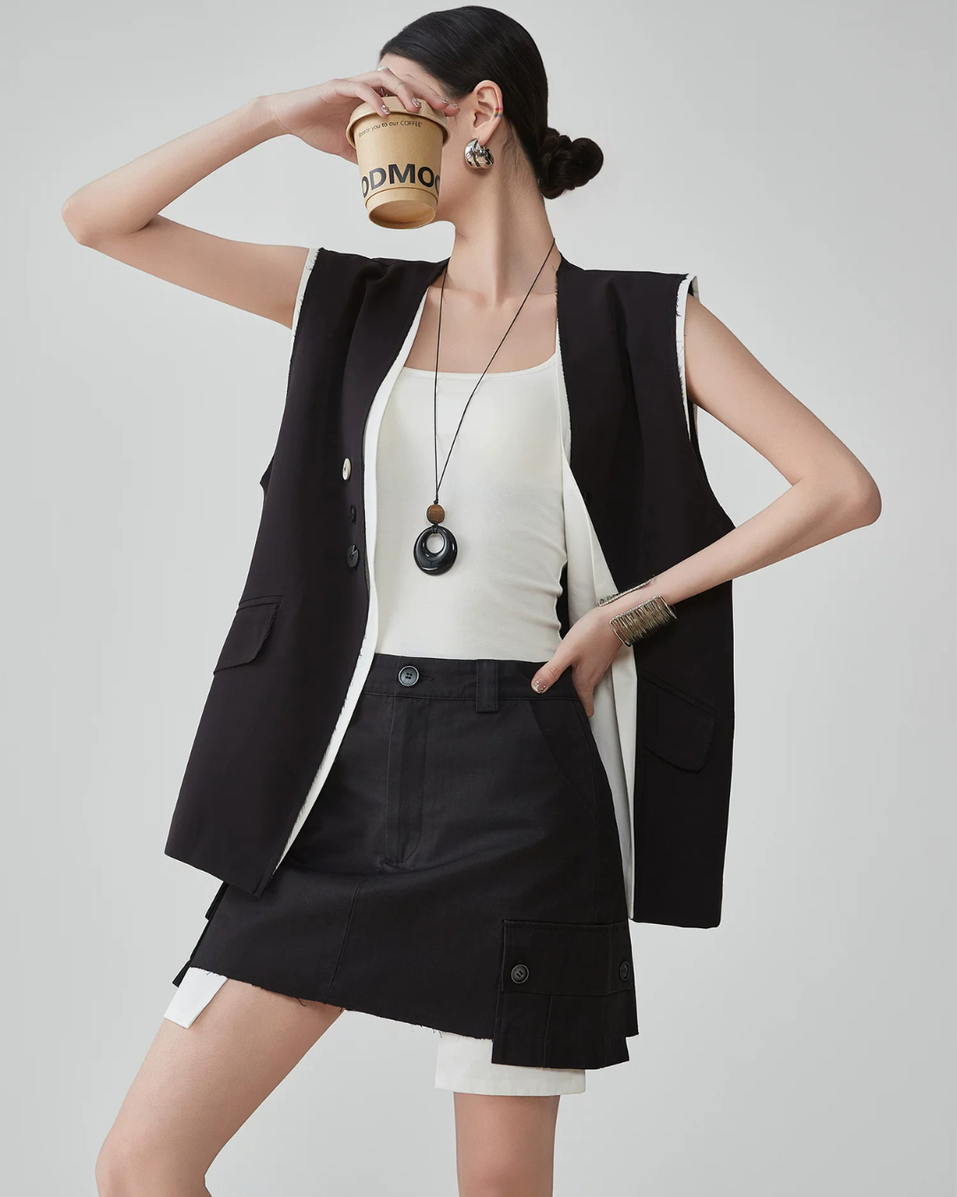 Fake Layered Vest / Mini Skirt FER0216
