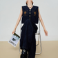 Palm Tree Embroidered Denim Vest / Wide Pants FER0303