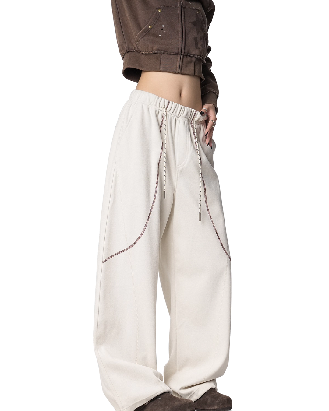 Color Contrast Stitch Sweat Pants ICM0105