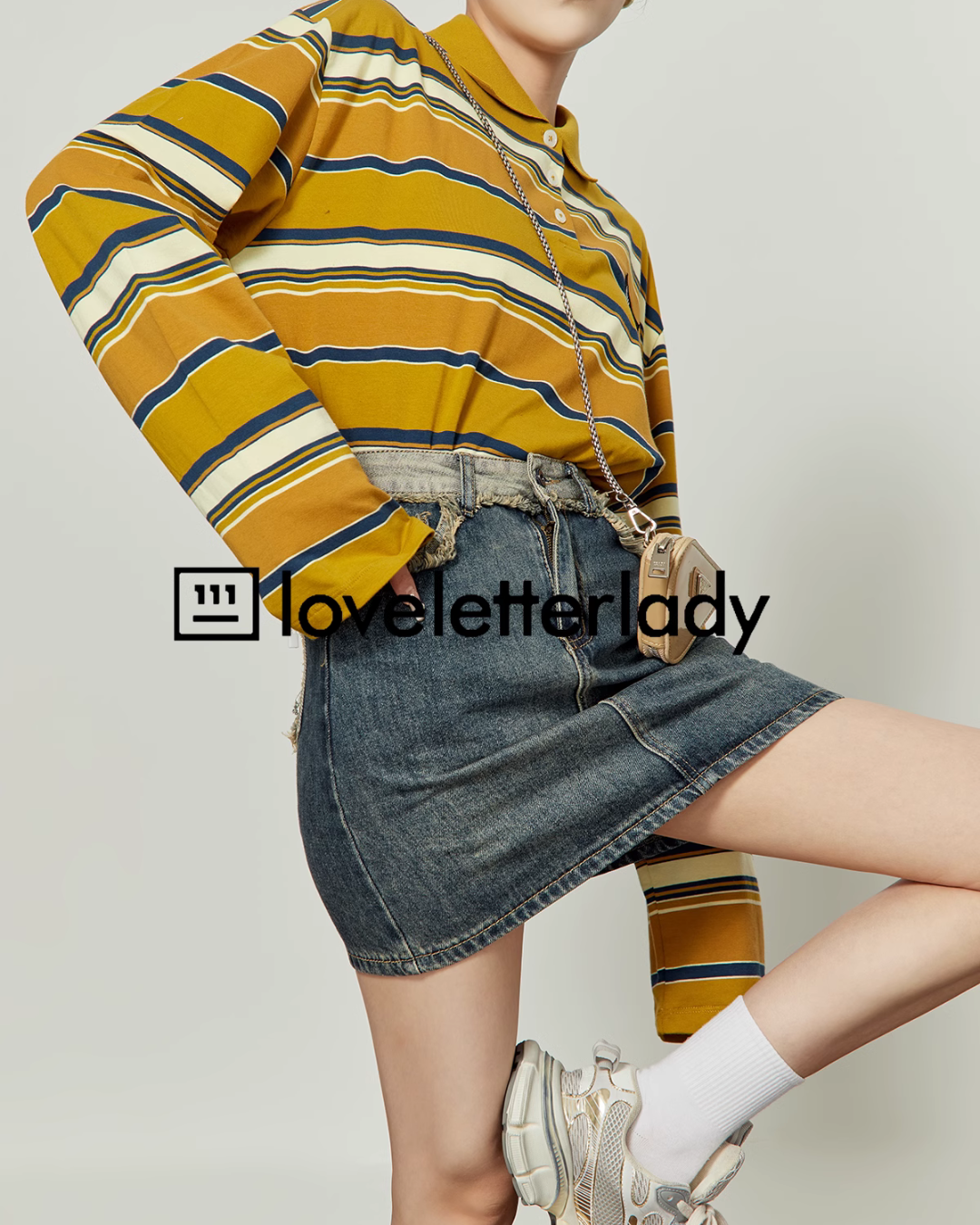 Polo Neck Yellow Striped Shirt LLA0264