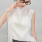 French Ribbon Sleeveless Top / Irregular Tulip Hem Skirt TEO0010