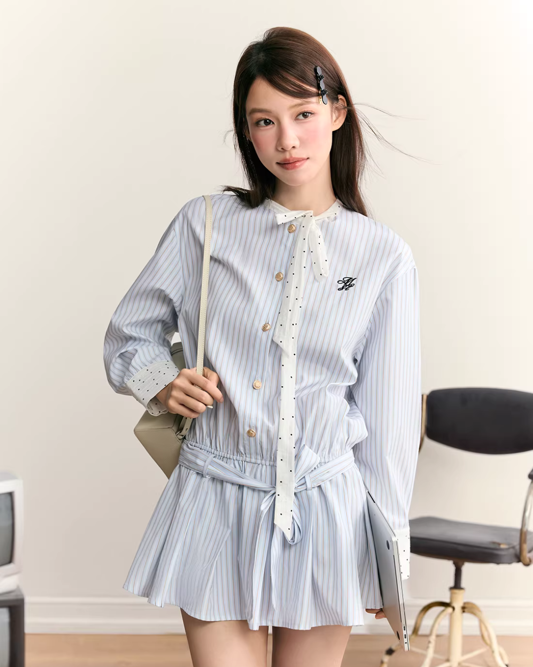 Striped Long Sleeve Dress MST0001