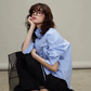 Rose Stripe Loose Shirt TEO0011