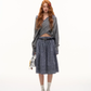 Front Wrap Knit Top/Gingham Check Skirt ASG0074