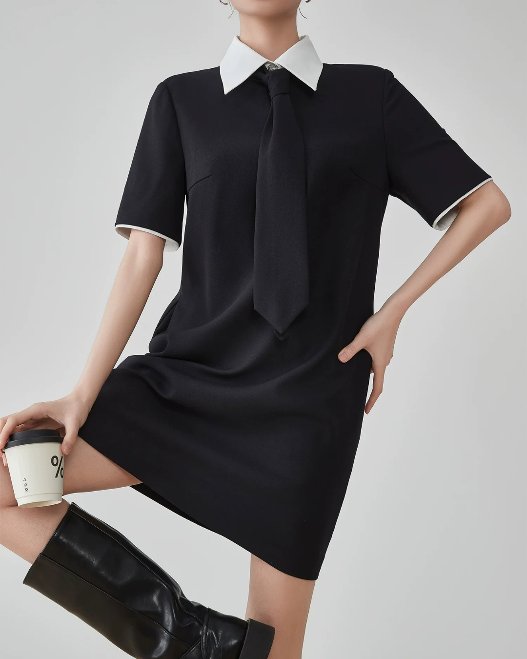 Necktie Cleric Mini Dress FER0203