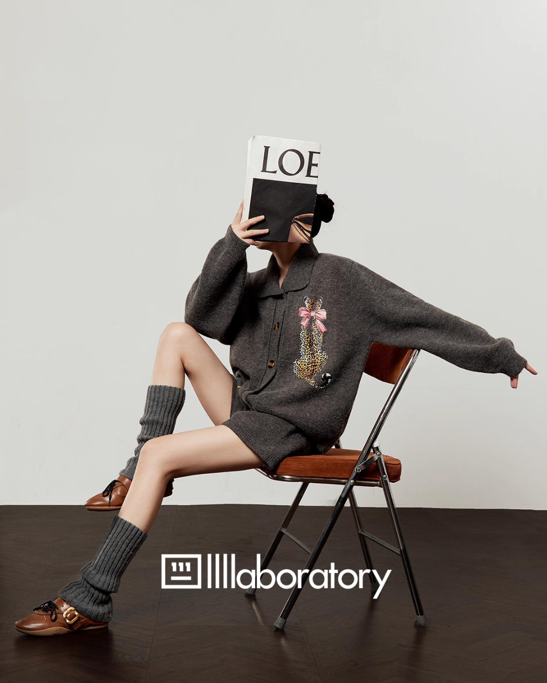 Leopard Print Knit Cardigan / Shorts LLA0552