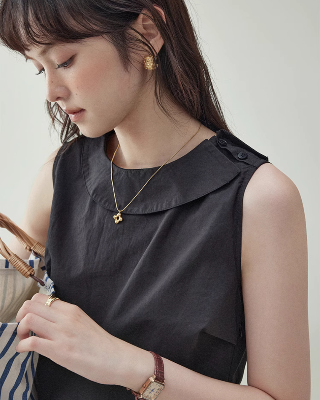 Black Waist Belt Sleeveless Dress AMU0029