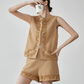 Code Embroidery Sleeveless Vest / Shorts FER0298