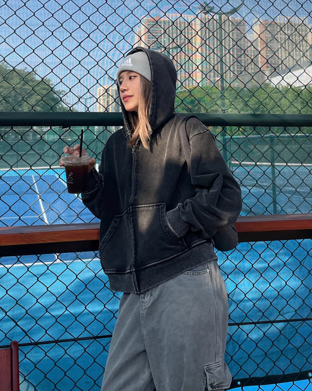 Washed Loose Zip Hoodie CYE0040