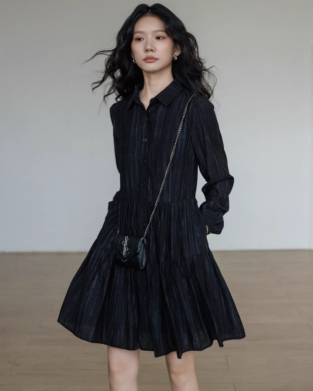 Polo Collar Long-Sleeve Dress VAS0190