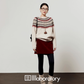 Nordic Crew Neck Knit/Suede Mini Skirt LLA0567