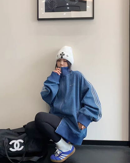 Sideline Denim Track Jacket YLS1017