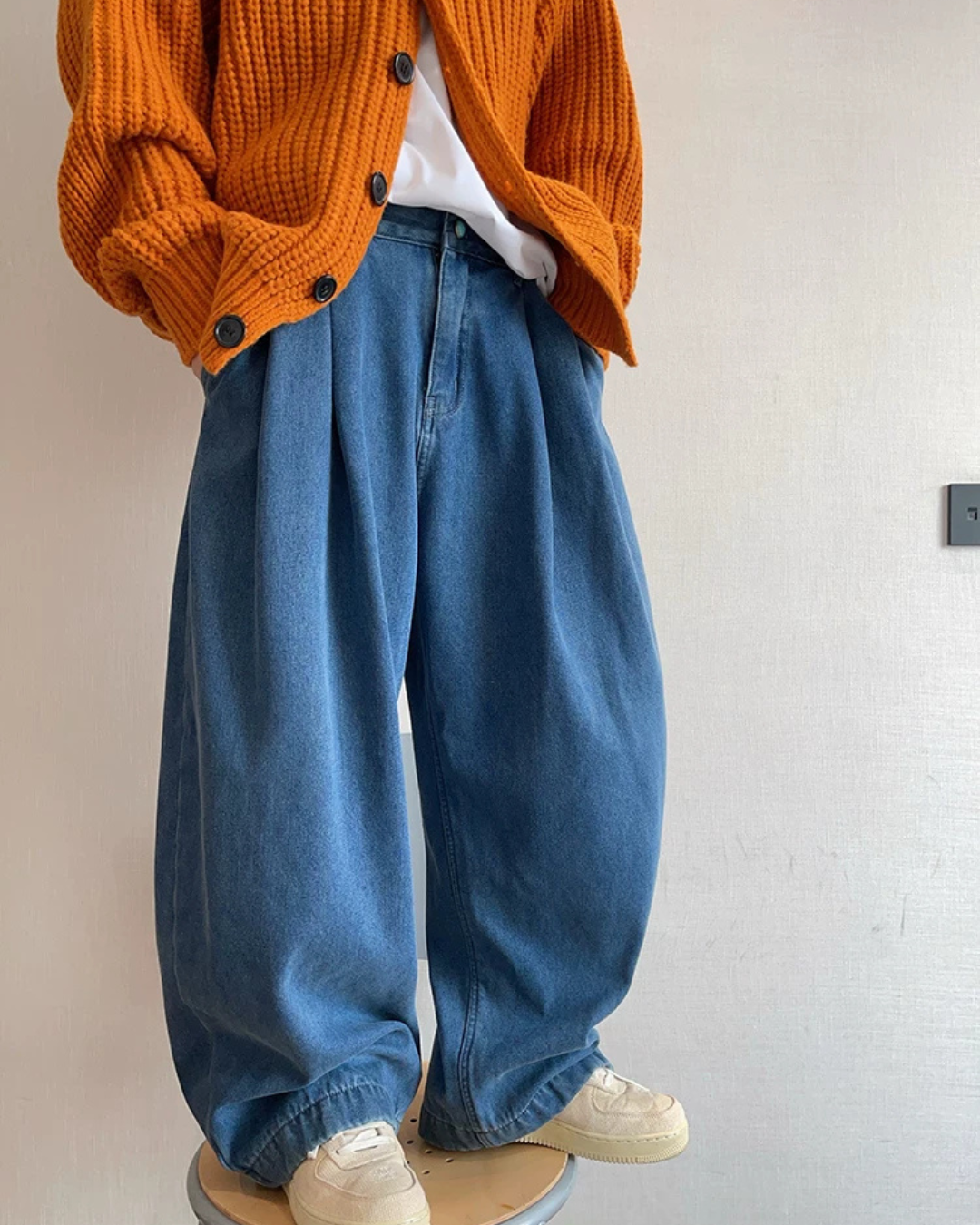 Retro Washed Blue Wide Jeans DAZ0001