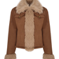 Brown Suede Jacket/Wide Denim Pants ELS0008