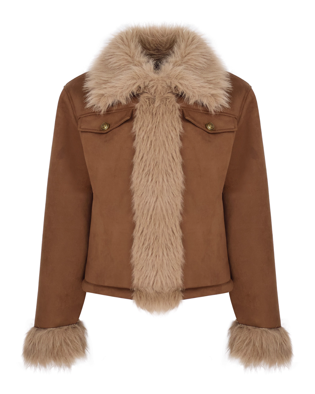 Brown Suede Jacket/Wide Denim Pants ELS0008