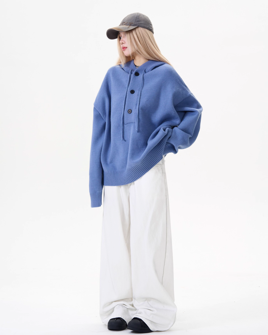 Half-Button Knit Hoodie MAD0015