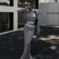 High Neck Long Sleeve Top / Mid Length Skirt ZRS0095