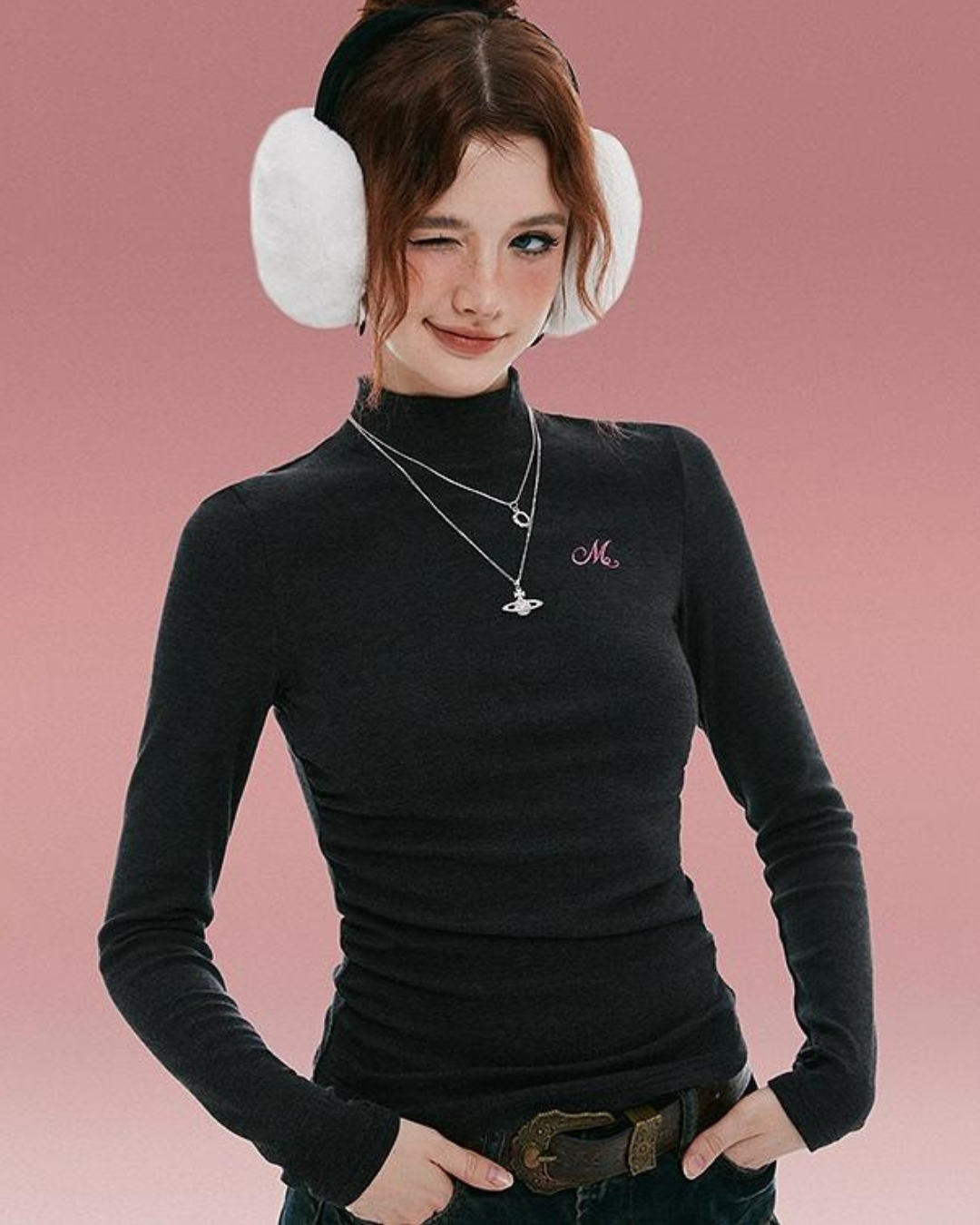 Turtleneck Long Sleeve T-Shirt IMO0104