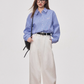 Loose Long-Sleeve Shirt / Border Top WEO0005