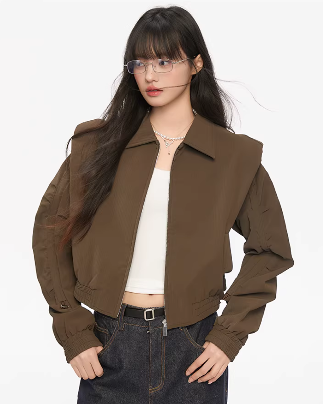 Padded Shoulder Leather Jacket KIP0002