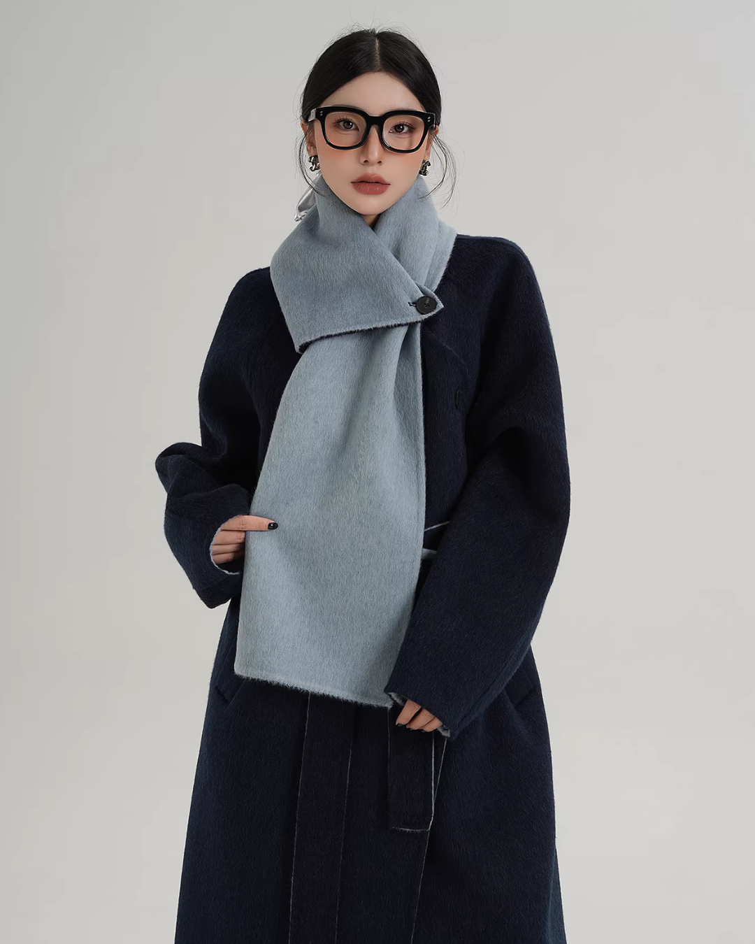 Scarf Design Long Wool Coat SRS0409