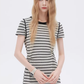 Border Slim Fit Long Dress SHN0001