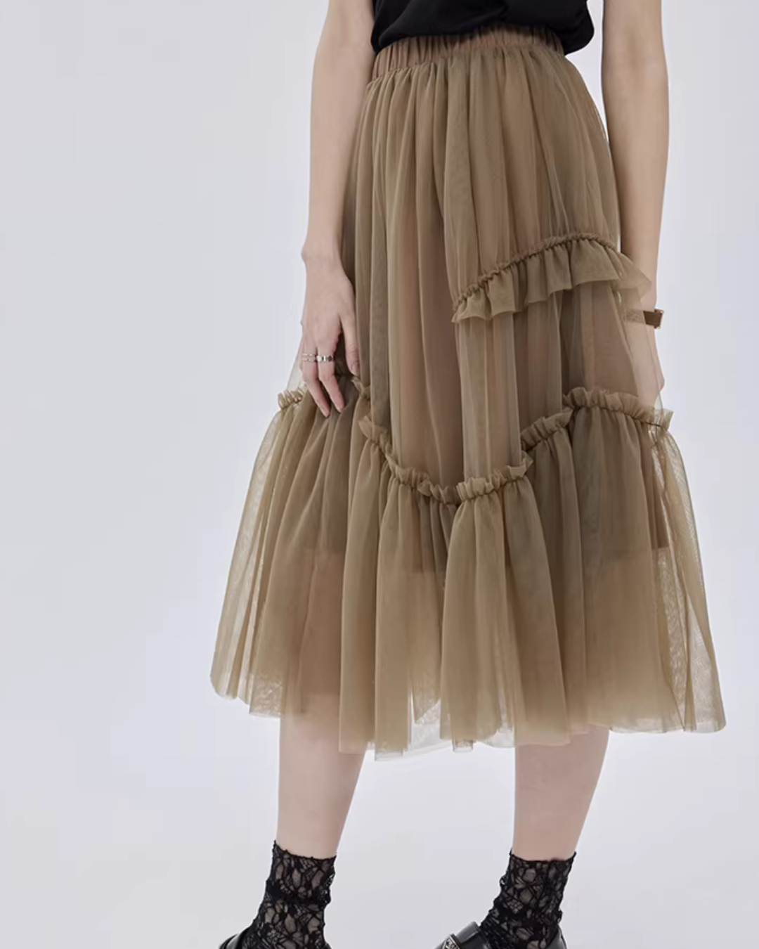 Ruffled Mid-Length Skirt SHN0028
