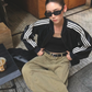 Striped Biker Leather Jacket  WWP0011