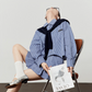 Blue Check Long Sleeve Shirt / Relaxed Mini Skirt LLA0513