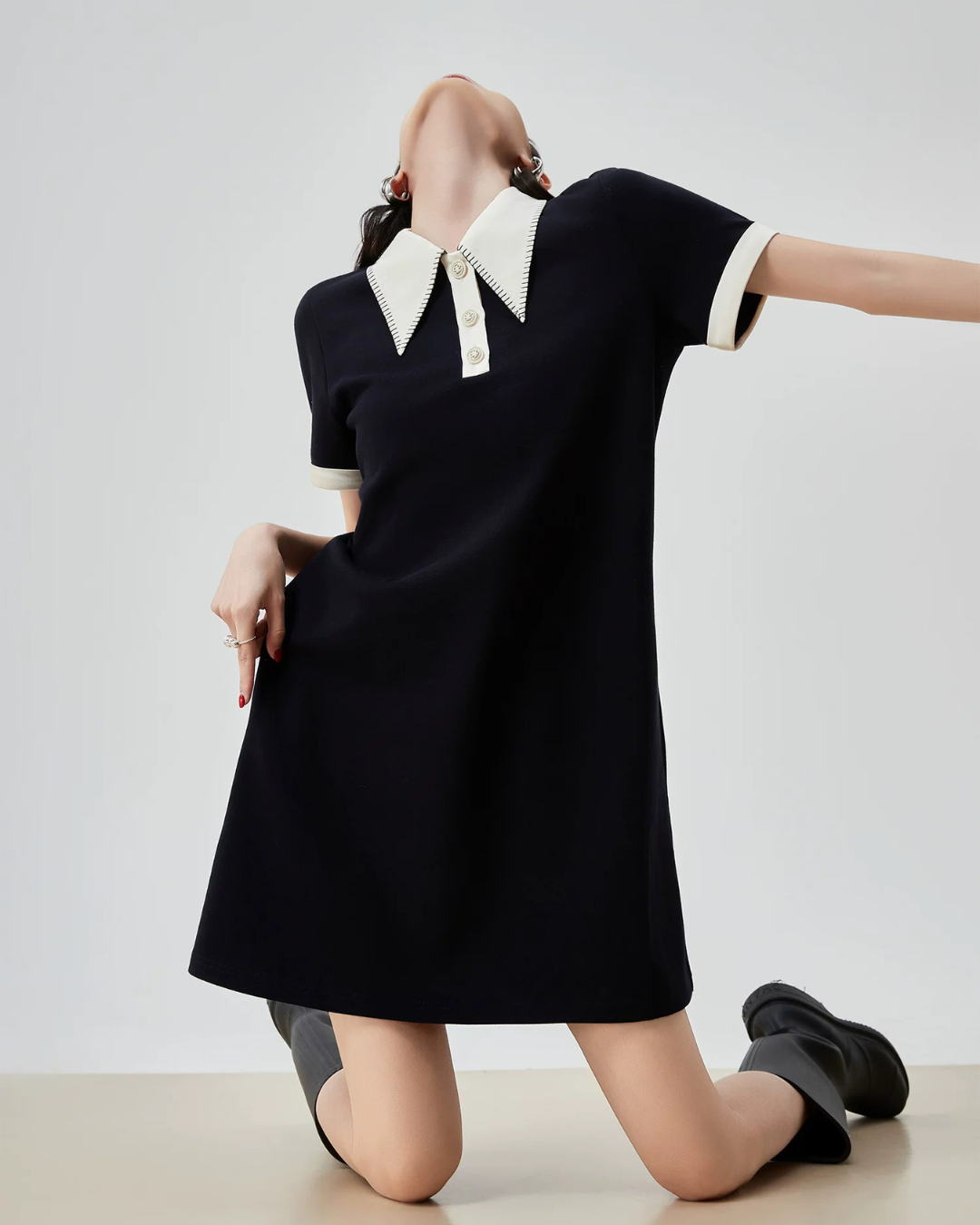 Color-Block Design Polo Dress FER0217
