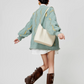 Light Green Contrast Knit Cardigan LLA0336