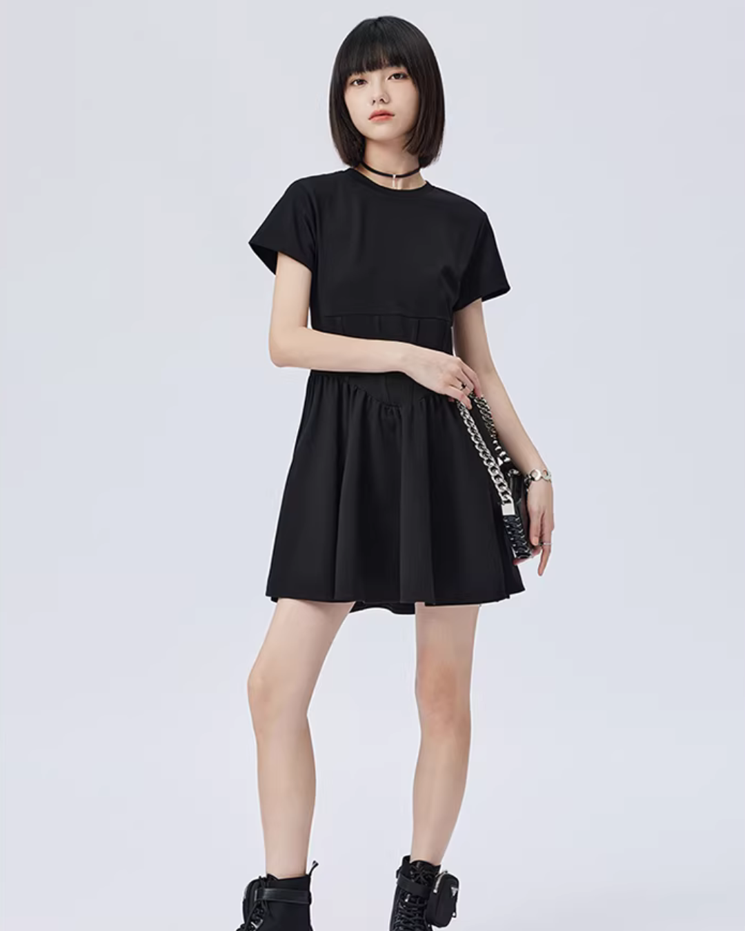 Round Neck Short Sleeve Dress SHN0008